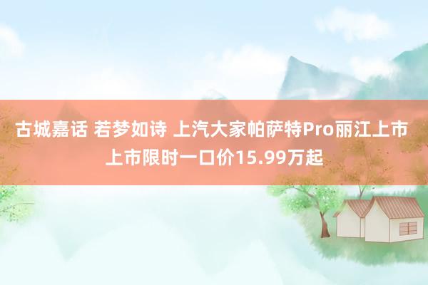 古城嘉话 若梦如诗 上汽大家帕萨特Pro丽江上市 上市限时一口价15.99万起